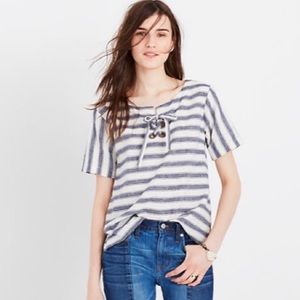 Madewell Stripe Lace-Up Boxy Tee in Omote Stripe